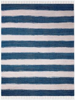 OTTO home Teppich Benja, rechteckig, Höhe: 10 mm, Handweb Teppich, gestreift, 90% Baumwolle, handgewebt, mit Fransen.