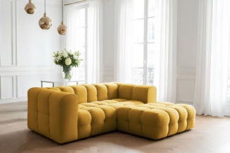Ecksofa Designersofa SOLVIE XS in Stoff Tiffani Honiggelb Ottomane Rechts