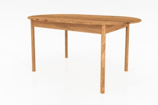 Tisch Zola oval aus Wildeiche massiv in 90x200 cm mit Holzbeinen