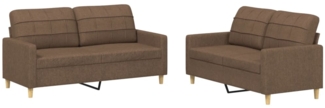 vidaXL 2-tlg. Sofagarnitur mit Kissen Braun Stoff 3201277
