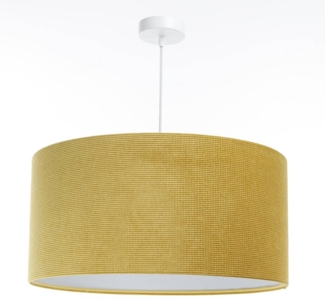 BPS Koncept 0E0-166-50 Hängeleuchte GLAMOUR Velourss strukturiert auf PVC-Basis Senf, weiß 1xE27 60W H:107 Ø50cm dimmbar