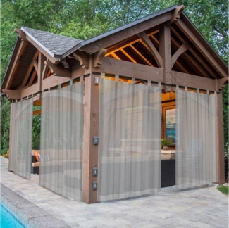 BTTO V&G Outdoorvorhang Wasserdichter Gardinen,Transparenter Balkon Vorhang mit Magic Tape, (2 St), Terrassenvorhang