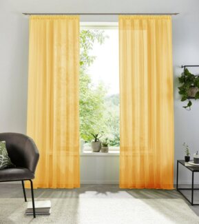 my home Gardine XANA mit Ösen, Kräuselband oder Schlaufen, Kräuselband (1 St), halbtransparent, Voile, Bestseller, einfarbig, 1 bzw. 2 Schals, pflegeleicht, Schal