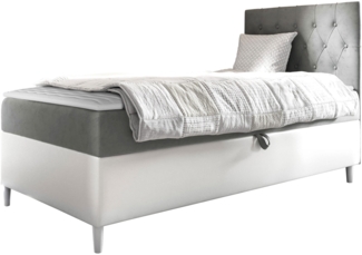 Boxspringbett 'Lenda Junior 1', grau, 100 x 200 cm, Rechts