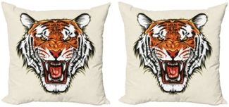 Abakuhaus Kissenbezüge Modern Accent Doppelseitiger Digitaldruck, (2 Stück), Tiger Bereit in Jungle zu Angriff