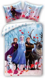 Disney Frozen Bettwäsche Disney Frozen Bettwäsche Eiskönigin Anna Elsa Snow Kopfkissen Bettdeck, Renforcé, 2 teilig, 100% Baumwolle