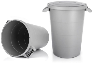 BigDean 2X wetterfeste Universaltonne mit Deckel und 2 stabilen Tragegriffen 80 Liter GRAU - Regentonne Mülleimer - Indoor und Outdoor geeignet - Made in Europe