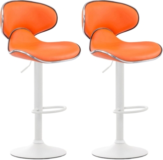 CLP 2er Set Barhocker Las Vegas V2 Kunstleder mit Fußstütze,orange weiß
