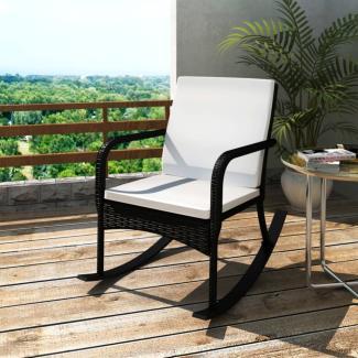 vidaXL Garten-Schaukelstuhl Schwarz Poly Rattan 42493