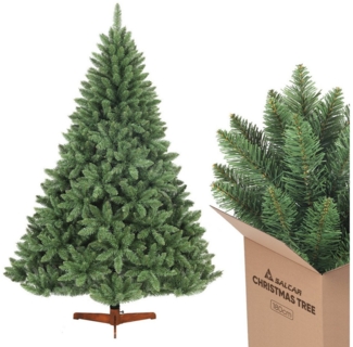 Salcar Künstlicher Weihnachtsbaum Tannenbaum Künstlich Weihnachtsbaum mit Holzständer, Nordmanntanne, 180cm mit 730 PVC-Nadeln