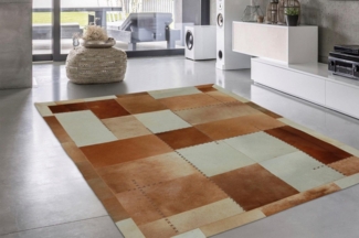 calo-deluxe Lederteppich Solut 305 - Fellteppich, rechteckig, Höhe: 8 mm, echtes Rinderfell, Patchwork, Wohnzimmer