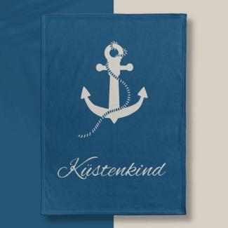 Wohndecke Küstenkind 150x200 cm, maritime Fleece-Decke, Geschenk für Frauen, MTOnlinehandel, weich und kuschelig