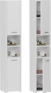 Home Collective Badmöbel-Set Badschrank, Badregal mit Türen 30 cm Breite, 2 Türen, 1 Einlegeboden, 30x30x170 cm, Weiß