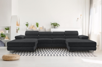 AX LIVING Dunkelgrau Sofa U Form mit Schlaffunktion – Arborio U 352 cm