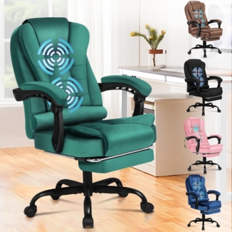 Ergonomischer Massage Bürostuhl Fußstütze 150° Neigung Samt Gaming Stuhl