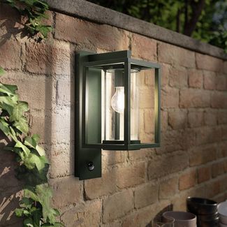 Lucande Außen-Wandleuchte Ferda, Metall, Grün IP44mit Bewegungsmelder, 1 x 15 W LED