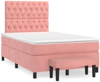 vidaXL Boxspringbett mit Matratze Rosa 120x190 cm Samt 3270492