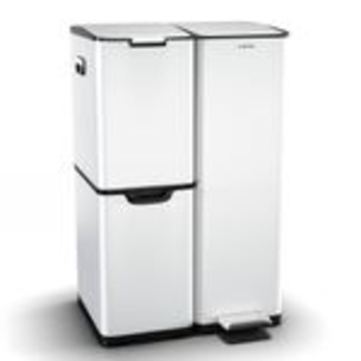 Klarstein Tiyo 3-in-1 Mülleimer - 60L Küchen-Abfalleimer mit Pedale & Soft-Close-Deckel, Edelstahl, herausnehmbare Eimer, Trennsystem, Aufkleber