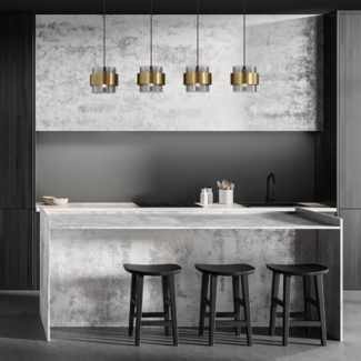 Nova Luce 9236383 SIANNA Pendelleuchte 4-flammig Gold Rauchglas Schwarz E27