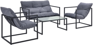 DELUKE® Gartenmöbel Set 4-teilig MARVI - Wetterfest, Stahl | Gartenbank Gartentisch Gartenstühle Balkonmöbel Set 4 Personen Balkontisch Outdoor Sitzgarnitur 4er Sitzer, Schwarz