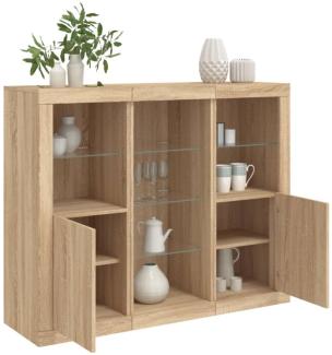 vidaXL Sideboards mit LED-Leuchten 3 Stk. Sonoma-Eiche Holzwerkstoff 3209123