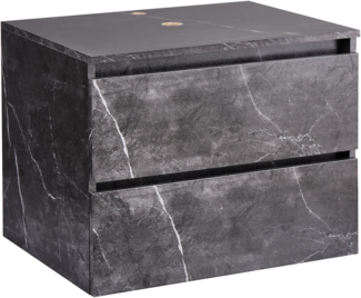 Wandmontierter Waschtischunterschrank SERRA 60 cm Schwarzer Marmor