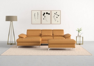 sit&more Ecksofa Cabrio L-Form, mit Sitztiefenverstellung, Arm- und Kopfteilverstellung, 2 Nierenkissen, Federkern, optional Bettfunktion und Stauraum