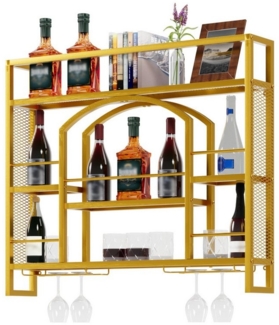UEV Weinregal mit 15 Farbe LED Beleuchtung Schwebende Wandregal Weinflaschenhalter, Für Bar-Einheiten, Restaurants, Weinkeller, Küche, Metall gold Modern Wandmontage Flaschenhalter