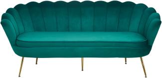 Muschelsofa 3-Sitzer Samt Grün Couch Sofa Lounge Couchgarnitur Polstersofa