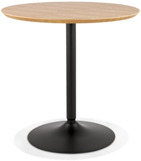 Kadima Design Tisch, Ø80 cm, Minimalistisch, Holz & Metall, Rund, Robust, Beige-Schwarz