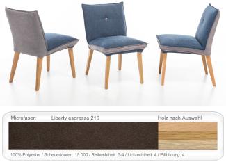 4x Polsterstuhl Gerit 1 Rücken mit Knopf Esszimmerstuhl Massivholzstuhl Eiche natur lackiert, Liberty espresso