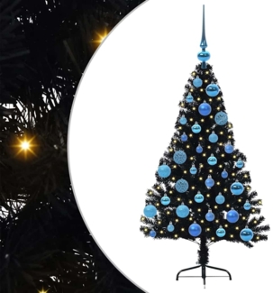 vidaXL Künstlicher vorbeleuchteter Weihnachtsbaum Schwarz 120 cm PVC 3397122