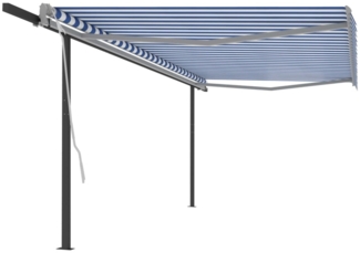vidaXL Markise Automatisch Einziehbar mit Pfosten 5x3,5 m Blau Weiß 3070266