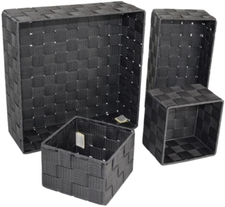 4er Set Aufbewahrungskörbe für Badezimmer geflochtene Textil Organizer Boxen anthrazit