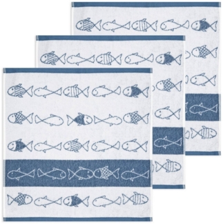 Kracht Geschirrtuch Kiss Fish, (Set, 3-tlg, 3-teilig), 3er Pack Frottee Küchenhandtücher (3 Stück) ca. 50x50cm 100% Baumwolle