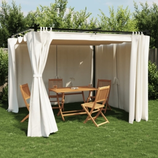 vidaXL Pavillon mit Vorhängen Creme 3x3 m Stahl 4003917