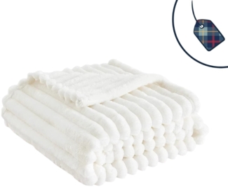 Premium Kuscheldecke in Cord Optik » Wohndecke 150x200 cm » Tagesdecke » dicke Wohndecke 450 gsm - Creme