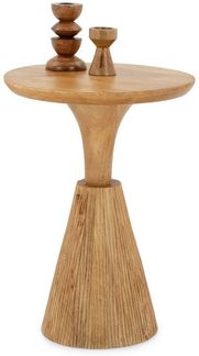 IDIMEX Beistelltisch BHIMA, Couchtisch rund 40 cm aus Mangoholz, skulpturales Design Natur