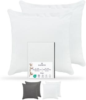 Barbons Kissenbezug 60x60 Weiss 2er Set – 165 g/m² Oeko-TEX Zertifiziert Kopfkissenbezug 100% Jersey Baumwolle weiche Kissenbezüge Kissenhülle mit Reißverschluss (60x60-Weiss)