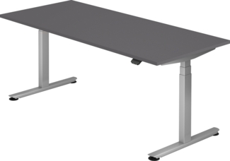 bümö elektrisch höhenverstellbarer Schreibtisch 180x80 cm mit Memory, Bluetooth & App-Steuerung - Schreibtisch höhenverstellbar elektrisch , elektrischer Schreibtisch Graphit, Gaming Tisch, XDL19-G-S