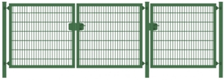 Premium Plus Einfahrtstor 8/6/8 (3-flügelig) Grün Doppelstabmatte Breite 350 cm (1m|1m|1,5m) x Höhe 180 cm