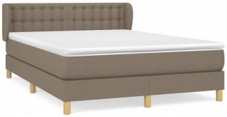 Doppelbett, Polsterbett mit Matratze Stoff Taupe 140x200 cm