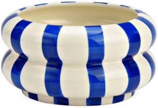 matches21 HOME & HOBBY Dekoschale Dekoschale bunt gestreift, blau weiß in Ø 15x8 cm (1 St), Moderne Keramik Schüssel als Wohnzimmerdeko