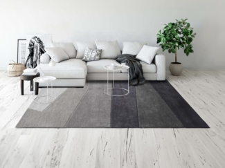 Vente-unique - Teppich - Wolle & Viskose - handgefertigt - 200 x 290 cm - 2500 g/m² - Grau - TAMALE