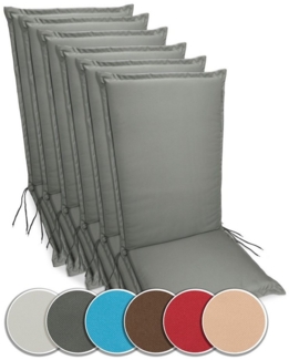 sunnypillow Liegenauflage Polsterauflagen Gartenstuhlauflage 120 x 50 extra Dicke 9cm, 6er Set Anthrazit
