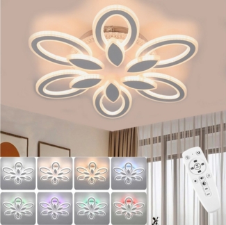 oyajia LED Deckenleuchte 95W Deckenleuchte mit Farbwechsel Lamp, Modern Blumenform Deckenlampe, RGB Hintergrundbeleuchtung, LED fest integriert, Warmweiß, Naturweiß, Kaltweiß, Dimmbar mit Fernbedienung