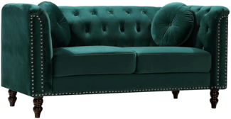 Vente-unique - Sofa 2-Sitzer - Samt - Grün - TURNER