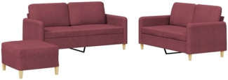 vidaXL 3-tlg. Sofagarnitur mit Kissen Weinrot Stoff 3202100