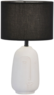 Tischleuchte, Keramik weiß, Stoffschirm schwarz, H 38,5 cm