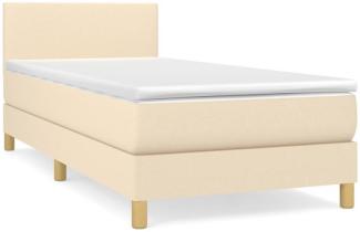 vidaXL Boxspringbett mit Matratze Stoff Creme 80 x 200 cm, Härtegrad: H2 [3140414]